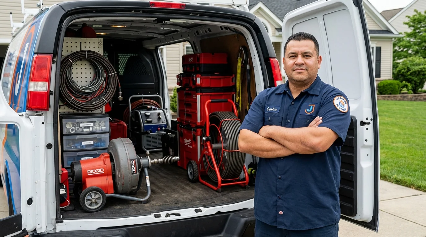 Professional drain cleaning equipment and Johns Plumbing LLC plumber in Corona